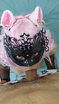 POV - Cute Pink-haired E-girl Takes off My Boxers and Licks My Big Pink Cock Before Getting on All Fours to Take It.