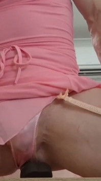 CD Riding BBC Dildo All in Pink Tucked and Taped
