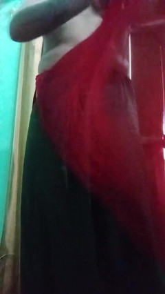 Indian Gay Crossdresser Bottom Gaurisissy Real XXX Homemade Sex in Red Saree with Heavy Jwellery thumbnail
