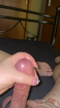 Schöner handjob-eingeölter orgasmus