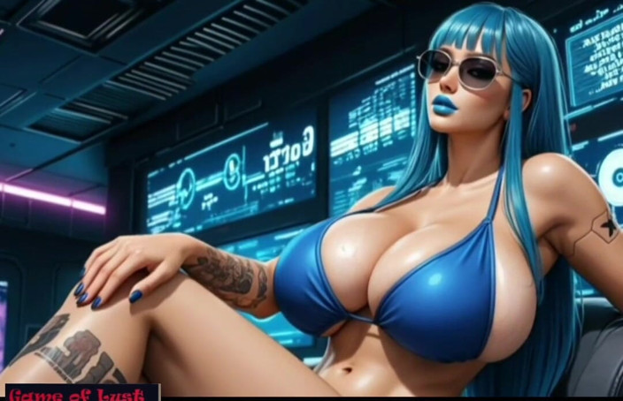 Game of Lust 3D: Gol rondborstige blauwe haren zware twerk gooning bikini