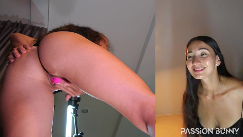 PassionBunny: Zicht naar beneden met gezicht cam masturbatieorgasmes