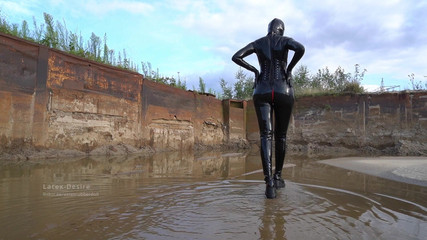 Latex Desire: Rubberized Walk in the Mud