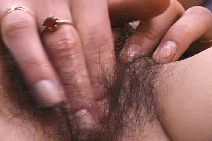 German Homemade: German Babe Plays with Her Hairy Pussy in Close up