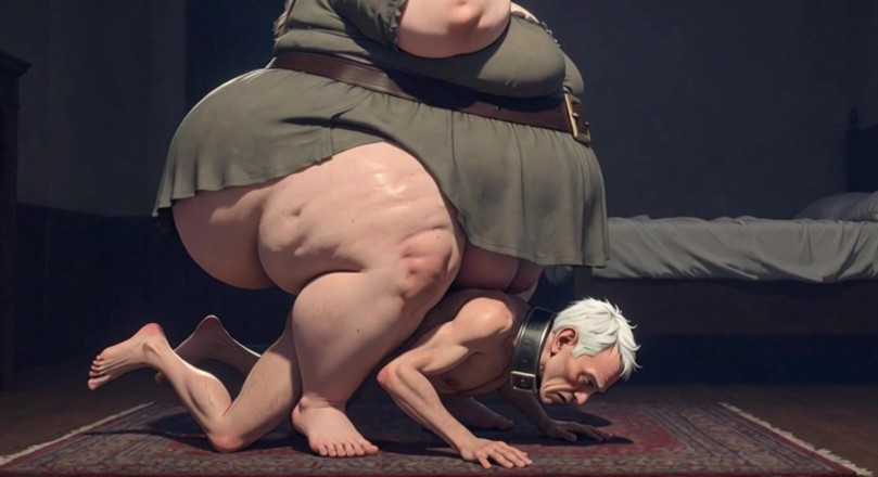 Anime Hentai: Massive SSBBW Dominatrix Crushing Skinny Slave with Her Weight - Humiliation