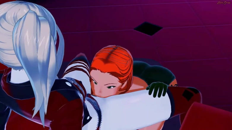 Hentai Smash: Harley Quinn and Poison Ivy take turns eating each other's...