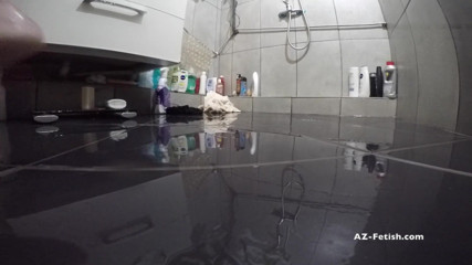 Aqua Pola: Shover scene after pee on my self video