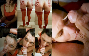 vuana: Si cantik rambut gelap membentangkan duburnya dan menghisap zakar besar...