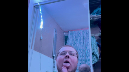 Chubbybidude: Chubby gay guy practices oral on black dildo