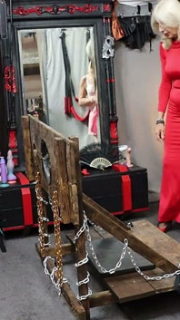 Sissy Dee Locked in the Stocks and Teased by Lady Fee