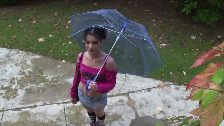 Nude in France: Hot Young Brunette Drinks Fist Full of Cum