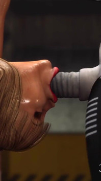 Fuck system in Area 51. Female android fucks hard a sexy blonde