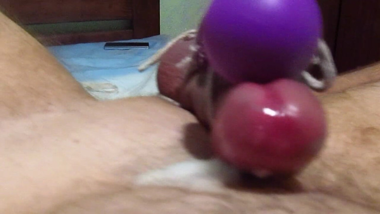 Hot guy solo: The gay tied a girlfriend's vibrator to his dick and...
