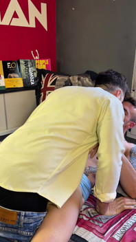 Two Guys Hooking up in the Dorm Room