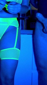 Wife Sucks 2 Cocks in Neon Light. Threesome. Full Scene. Ep 4641