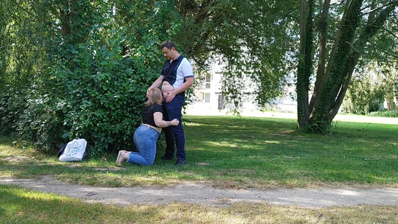 CharnElle: Risky outdoor blowjob center town park, get caught
