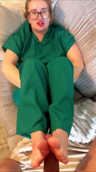 Stepmommy Nurse Gives Stepson a Footjob