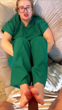 Stepmommy Nurse Gives Stepson a Footjob