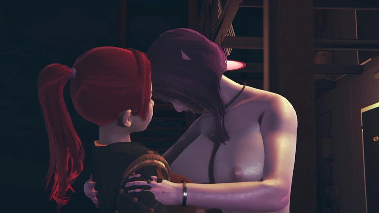 Waifu club 3D: Ciemny i jasny elf masturbuje się cipkami do siebie