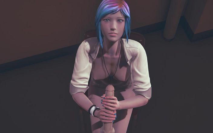 Waifu club 3D: Chloe Price masturbando seu pau em primeiro plano