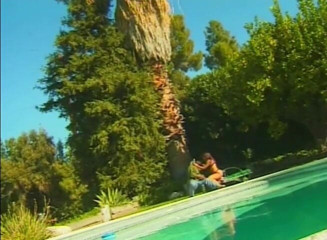 Black Jass: Horny ebony slut blows bbc near the swimming pool