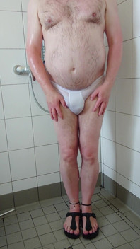 Pissing and Showering After a Walk in White Underpants