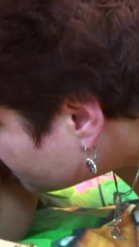 Huge brunette bitch fucked with toys and cock