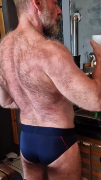 Muscle Bear Has Coffee