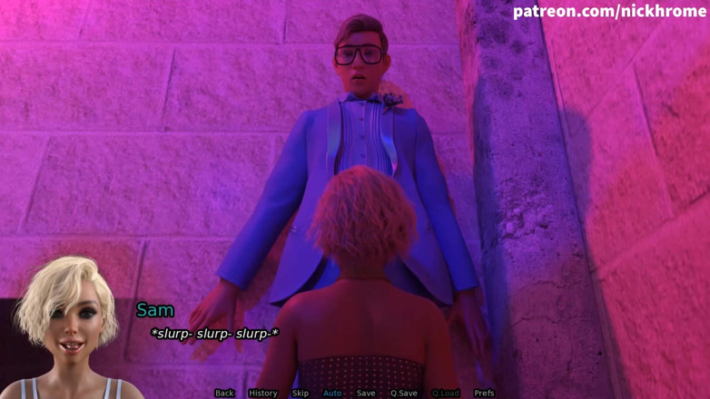 Visual Novels: SexBot 35 - une salope suce une bite à la soirée