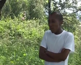 Deutsche XXX Filme: Black BDSM German Subject Used by Two Guys Outdoor
