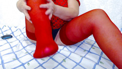 Sexi Ledy: Dikke slet in rode outfit