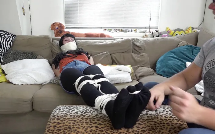 Restricting Ropes: Luna Grey - bound gagged tickled