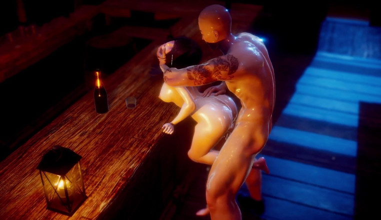 ExplicitXXX3D: hot beb baar kauntar par jhuk gee aur uski choot...