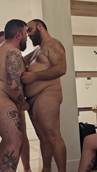 4 Hairy Bears Fuck a Fat Hairy Guy Raw and Leave Him Covered in Cum