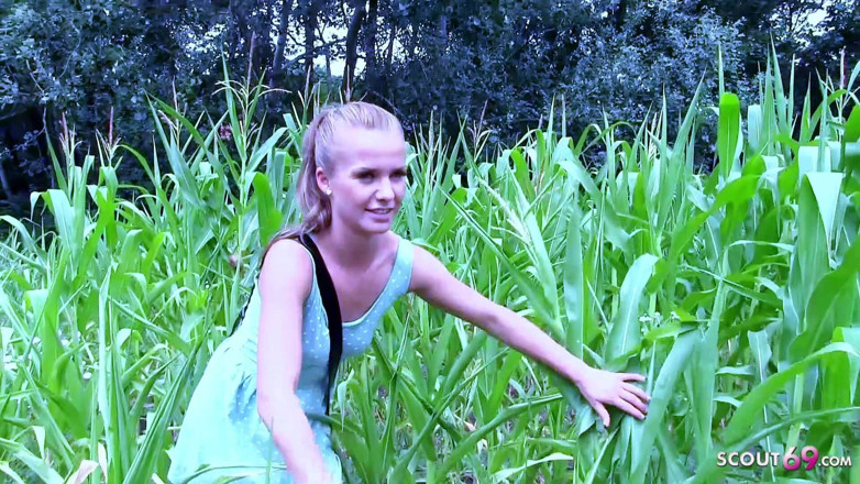Full porn collection: Two hot skinny teens get it secretly in the field...