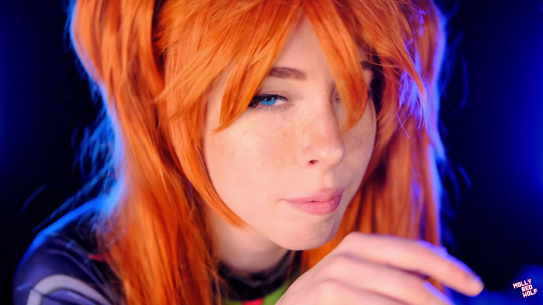 MollyRedWolf: Sexy děvka Asuka Langley 4K! DP, 3 výstřik