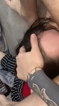 Bitch Works with Her Tongue and Then Gets a Hot Portion of Cum in Her Mouth