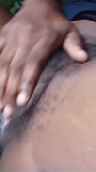 Pissing Outdoors Rubbing My Hairy Pink Black Pussy