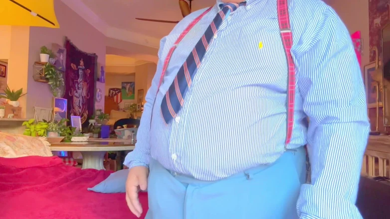 Hand free: Giant Belly and Man Boobs with a Gorgeous Fat Cucumber