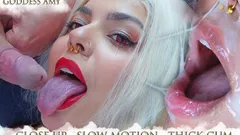 Close-up: Goddess Amy Slow Down Time Sucking an Alpha Cock