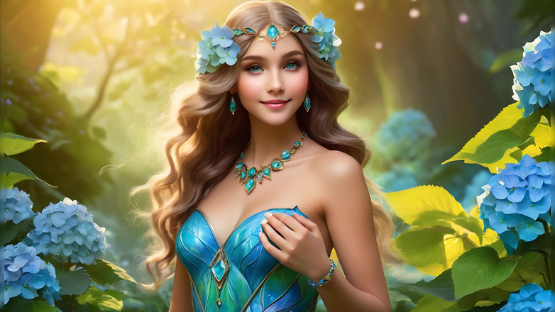 LustRender: Naakte schoonheid die sky-blue Bengea vasthoudt | Jade Green Diamond Elegance -...
