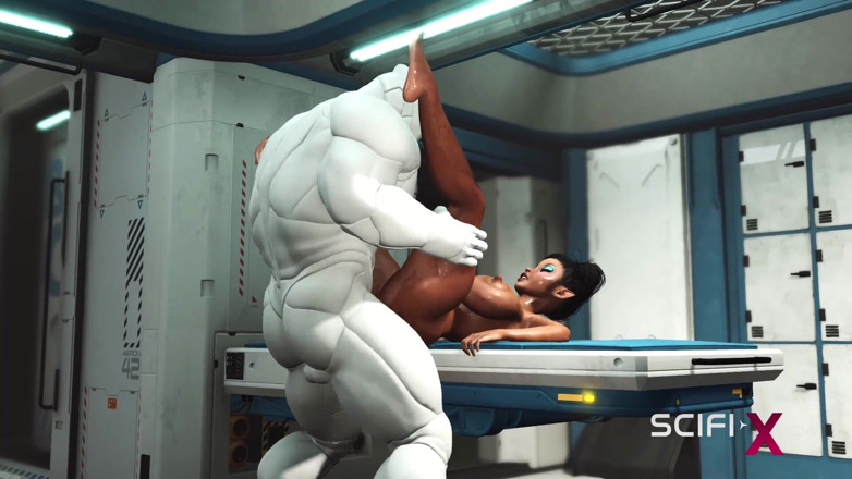 SciFi-X: Uma jovem peituda negra sexy faz sexo anal duro com...