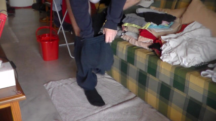 Sex hub male: John is pissing on the sofa