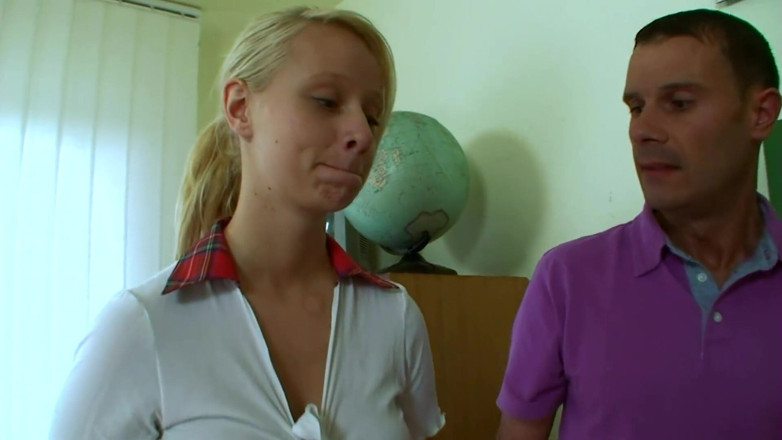 My German Amateurs: Hot girl gags on teachers hard cock then gets a...