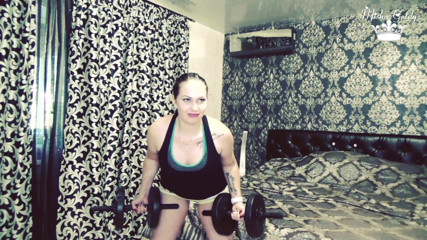 Goddess Misha Goldy: 105 weight liftings repeats for biceps challenge!