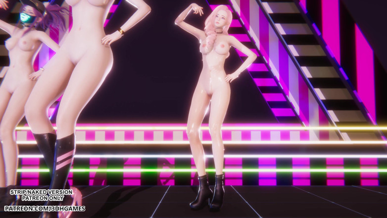 3D-Hentai Games: Blackpink - การเต้นแก้ผ้าเซ็กซี่ของ Ahri Akali Seraphine