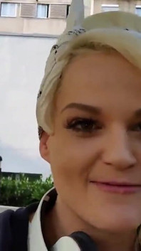 Alexa Gold in Front of a Hospital