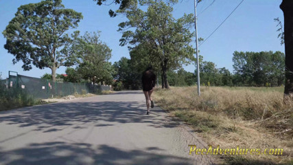 Pee Adventures: Pee accident trough my short shorts outdoor