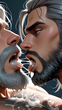 Rugged Silver Bear Deepthroats and Fills Throat with Exploding Cum