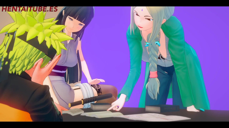 Yaoitube: Naruto hentai 3d - naruto hinata ve tsunade ile konuşurken masanın altında...